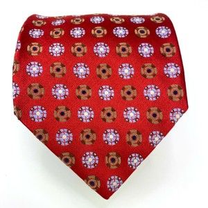 IKE BEHAR New York Red Tie 100% Imported Silk Hand Tailored Woven Mens Necktie
